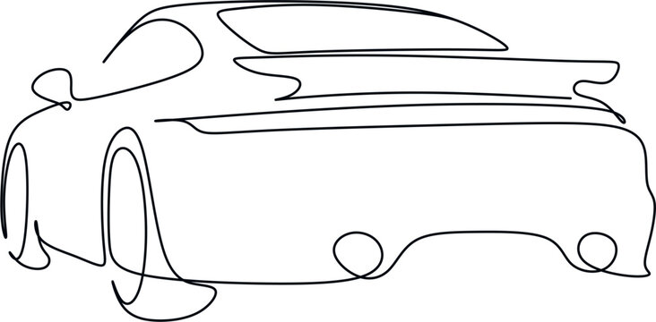 Car vector one line art. Line drawing car illstration