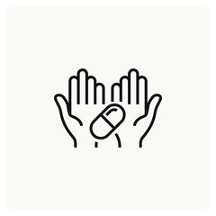 give pill drug hands capsule hands icon vector illustration