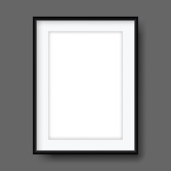 Black vector 3d photo frame.Vector object for interior design and web design.