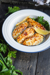 mussels baked cream cheese sauce seafood meal snack on the table copy space food background rustic top view 
