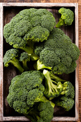 Fresch Broccoli slices on plate.