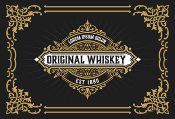Whiskey label with old frames