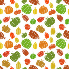 endless pattern with pumpkins on white background