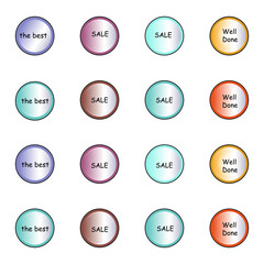 Round Web Buttons.Badge Set.Colorful label circle best products style collections, vector illustration.EPS10