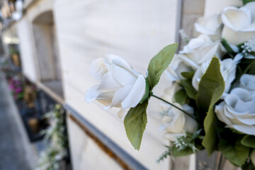 Flowers in an old cemetery