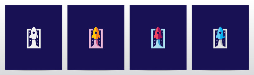 Rocket And Stars On Letter Logo Design I