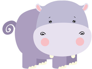 Cute hippo isolated on white

