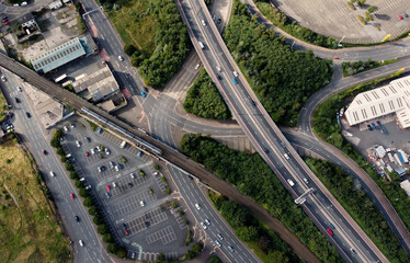 Aerial view of A2 Sydenham Bypass in Belfast City Northern Ireland 09-09-21