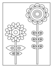 Coloring Book Pages for Kids. Coloring book for children. Flowers.