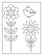 Coloring Book Pages for Kids. Coloring book for children. Flowers.