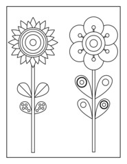 Coloring Book Pages for Kids. Coloring book for children. Flowers.
