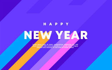 Happy New Year 2022 winter holiday greeting card design template. Party poster, Social web banner or invitation colorful abstract decoration. background vector editable design template.