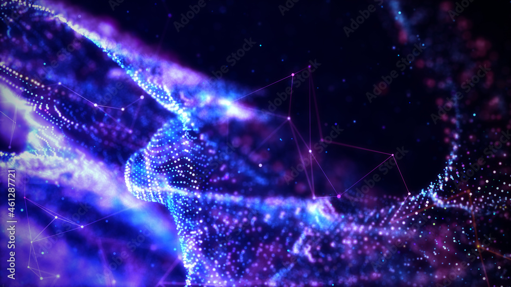 Poster whirlwind of dust particles. abstract primitives. 3d rendering