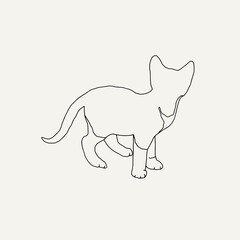 Kitten vector line illustration. Cat vector illustration
