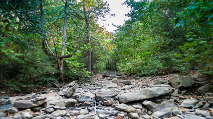 Hiking trail near Van Buren, Arkansas, dry mountain stream bed