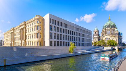 the reconstructed berlin castle and the berlin cathedral - obrazy, fototapety, plakaty