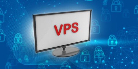 

3d illustration vps on laptop