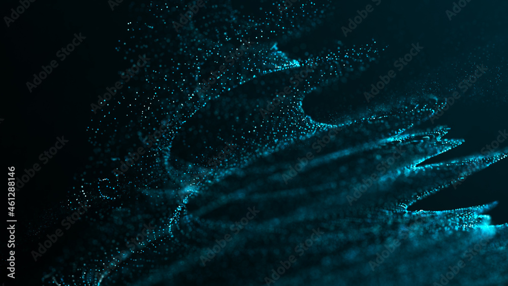 Poster whirlwind of dust particles. abstract primitives. 3d rendering