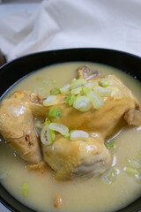 steaming samgyetang, chicken soup with ginseng korean food.