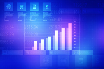 2d rendering Stock market online business concept. business Graph 