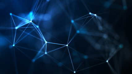 Network structure triangles background with dots and lines. Futuristic polygonal background. Artificial intelligence. Big data technology .3d rendering.