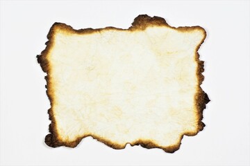 Vintage parchment with burnt edges. A writing canvas, a background for text, design and creativity.