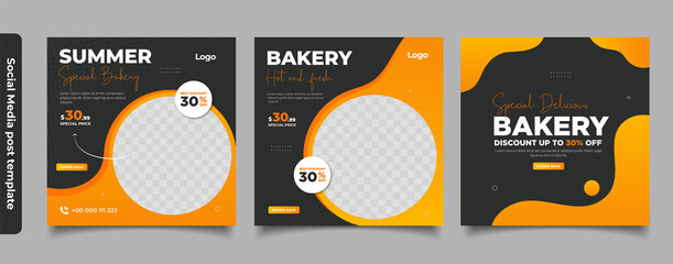 Sweet bakery banner for social media post template.