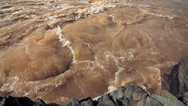 Mekong river, Laos. Whirlpools and currents in the Mekong river in monsoon.