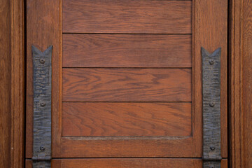 Dark wood with metal details texture background. Hardwood pattern