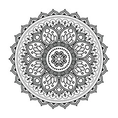 Vector mandala isolated on white background. Ornament card with monochrome mandala. Oriental pattern, vintage decorative element