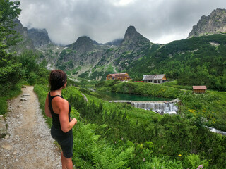 Naklejka premium A view of the lake Zelene pleso in the High Tatras in Slovakia