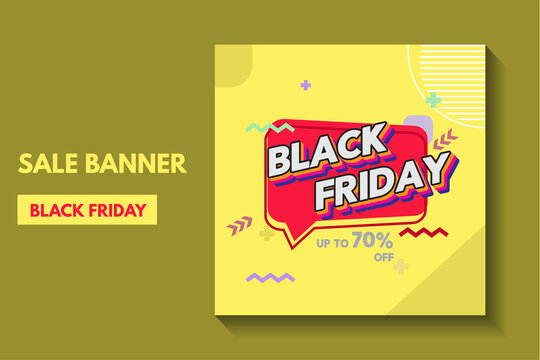 black friday memphis design. black friday sale banner design . colorful writing black friday with bubble chat