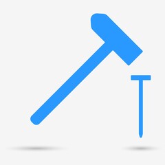 Hammer icon isolated object. Vector illustration.