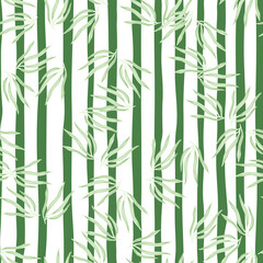 Modern leaves semless pattern. Abstract tropic leaf isolated on stripe background.