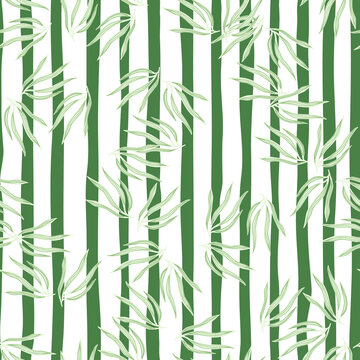 Modern leaves semless pattern. Abstract tropic leaf isolated on stripe background. © smth.design
