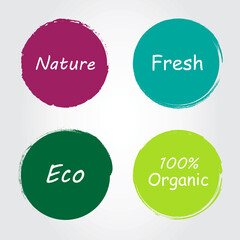 Circle sticker vector set isolated on white background. Collection of circle brush sticker for ad, label template, tag, web site, promotion and logo. Creative business concept, vector illustration