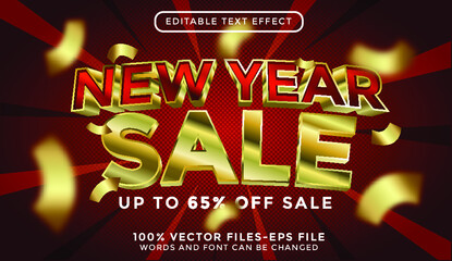 New Year text with golden texture. editable text effect premium vectors