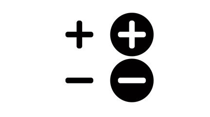 Plus and Minus Icon Set. Black and white editable flat illustration set