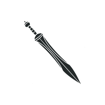 Gladius Sword Icon Silhouette Illustration. Ancient Weapon Vector Graphic Pictogram Symbol Clip Art. Doodle Sketch Black Sign.
