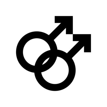 Gay male icon. Gay symbol isolated on white