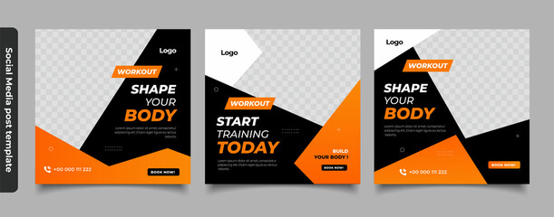 Fitness instagram gym social media post template	