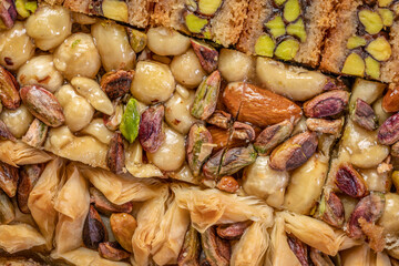 assortment of traditional Turkish baklava pastry, a dessert is well also known as Persian or Lebanese baklava