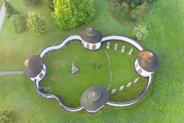 Aerial view of the Lower cemetery in Zdar nad Sazavou, Czech Republic. 
UNESCO World Heritage Site...