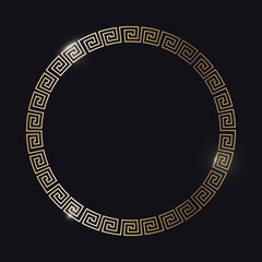 Greek gold frame on a black background, vector