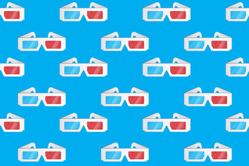 3d glasses vector pattern on blue background