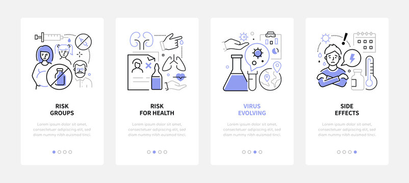 Vaccination - modern line design style banners set