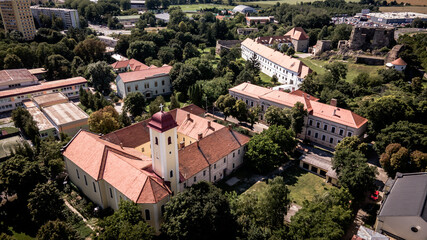 Fototapeta na wymiar A view of a historic building in the town of Levice in Slovakia