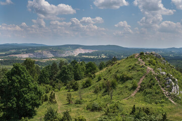 Naklejka premium hilly landscape with view from Miedzianka
