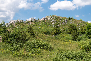 Fototapeta na wymiar hilly landscape with view from Miedzianka