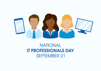 National IT Professionals Day vector. IT Professionals men and women avatar vector. Office people icon set. Important day